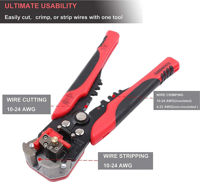 T&E TOOLS Automatic Wire Cutter Stripper Plier Cable Crimper Terminal K124