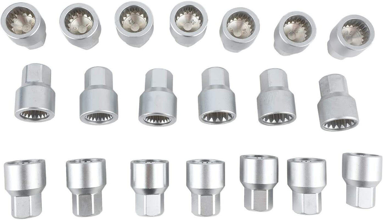 T&E Tools Locking Wheel Nut Key 20 Piece Set for VW, Audi & Porsche T65069