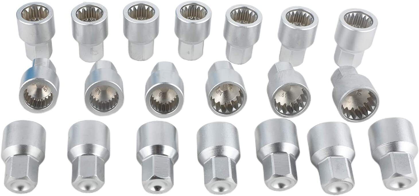 T&E Tools Locking Wheel Nut Key 20 Piece Set for VW, Audi & Porsche T65069