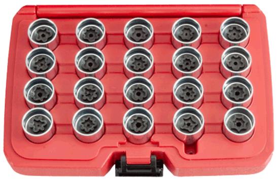 T&E Tools 20PC  Audi Locking Wheel Nut Key Set  Made in Taiwan T65077