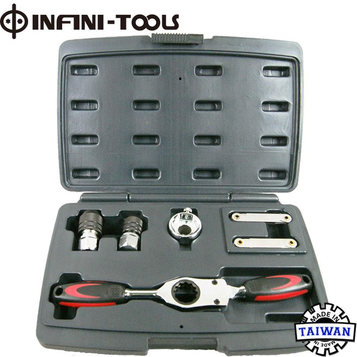 T&E Tools 6Pc Tap and Die Adaptor with Gear Ratchet Wrench Made in Taiwan TD06BM