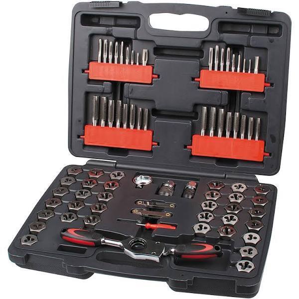 T&E Tools 75Pc Combination Tap & Die with Gear Ratchet Wrench Made in Taiwan