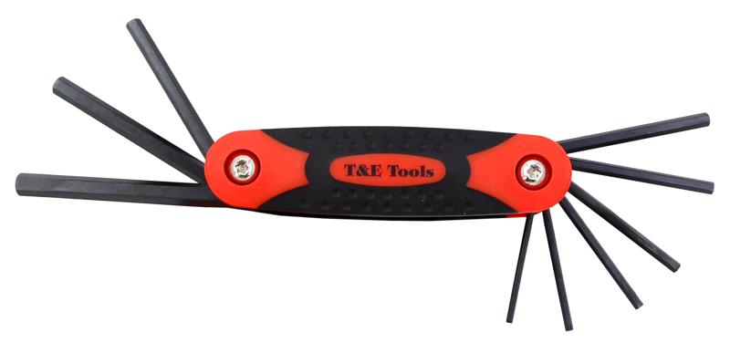 T&E Tools  T 9Pc SAE Fold Up Hex Key Set Made in Taiwan 5/64"-1/4"