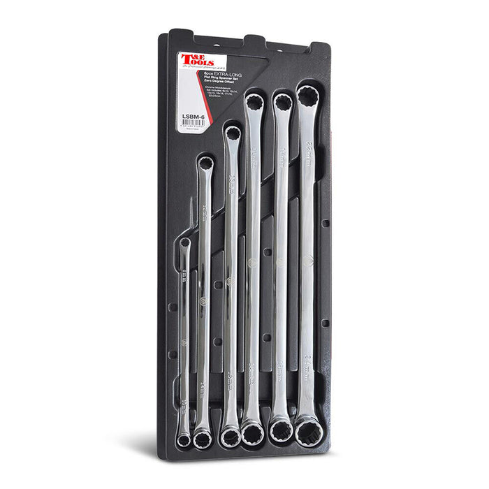 T&E tools 6Pc Metric Extra Long Ring Spanner Wrench Set 10-24mm Made in Taiwan