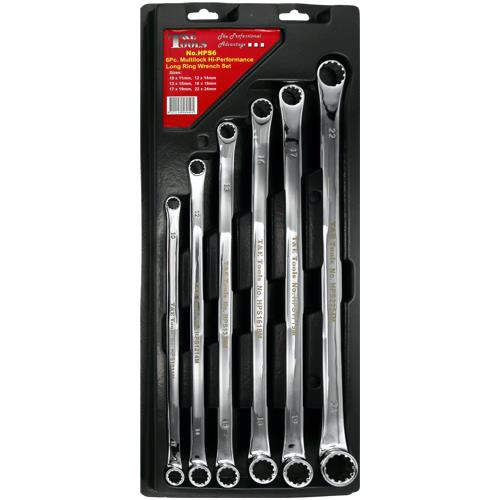 T&E tools 6Pc Metric Extra Long Ring Spanner Wrench Set 10-24mm Made in Taiwan