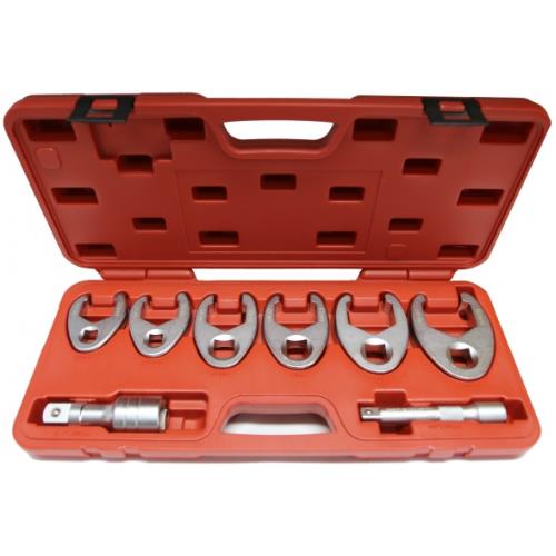 T&E Tools Large Metric Flare Nut Crows-foot Wrench Set Made in Taiwan 33-50mm