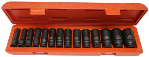 T&E Tools 1/2Dr 6PT Metric Impact Deep Socket Set Set Made in Taiwan 10-32mm