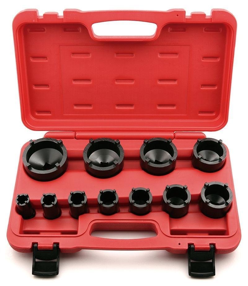 T&E Tools 11PCS Outer Tooth Groove Bearing Lock Nut Socket Set Made in ...
