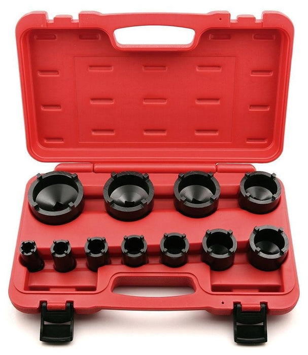 T&E Tools 11PCS Outer Tooth Groove Bearing Lock Nut Socket Set Made in Taiwan