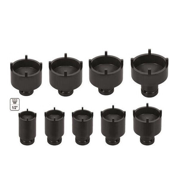 T&E Tools 11PCS Outer Tooth Groove Bearing Lock Nut Socket Set Made in Taiwan