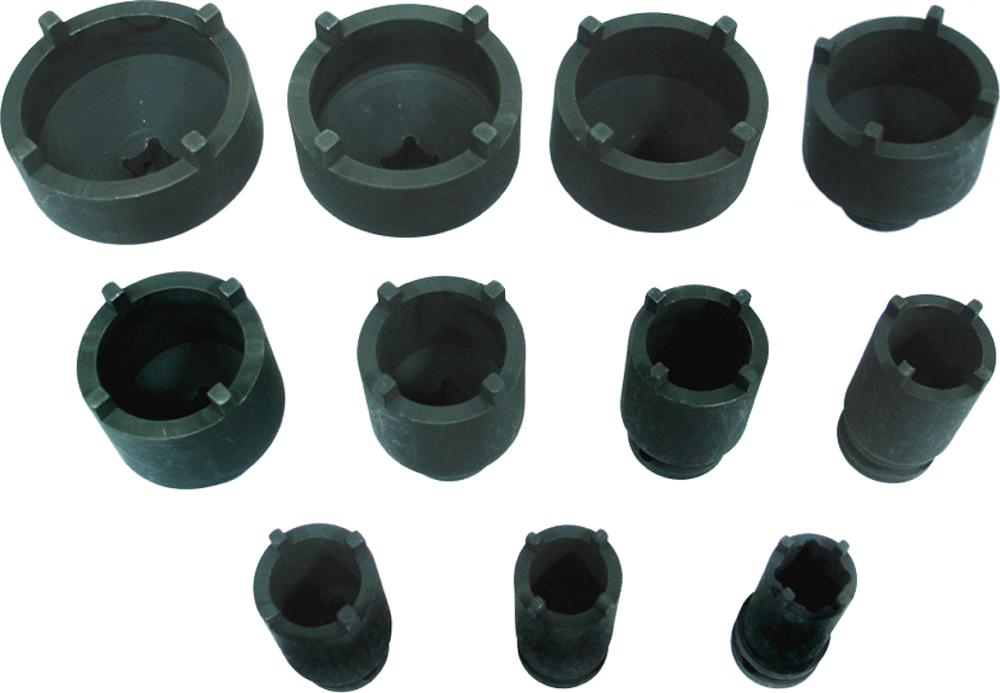 T&E Tools 11PCS Outer Tooth Groove Bearing Lock Nut Socket Set Made in Taiwan