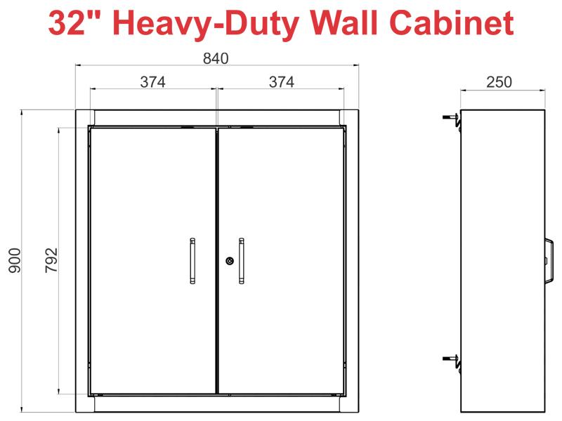 T&E Tools 32" Wall Cabinet with Ball Bearing Drawer - Red Made in Taiwan 40kg