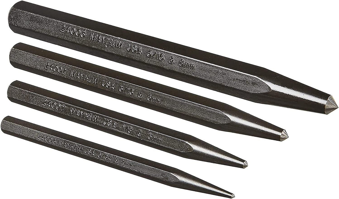 T&E Tools 5PC SAE Centre Punch Set Made Taiwan 3/32", 1/8", 3/16", 7/32", 1/4"