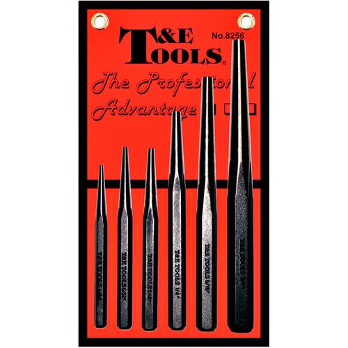 T&E Tools 6PC Taper Drift Punch Set Made in Taiwan 1/8 5/32 3/16 1/4 5/16" 8256