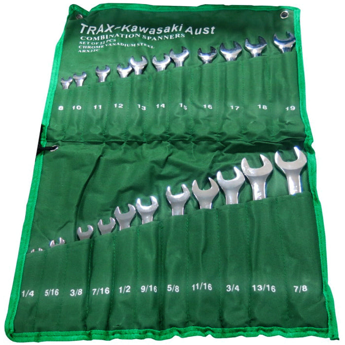 TRAX Metric and Imperial Combination Spanner Set Made in Taiwan 8-19mm 1/4-7/8"