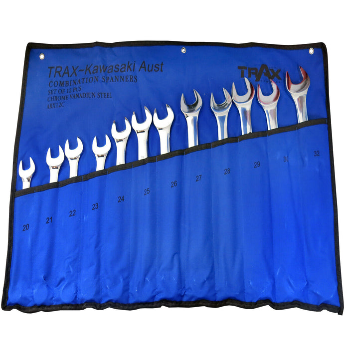 TRAX 12PC Extra Large Combination Spanner Set Made in Taiwan 20-32mm - FISHER DISCOUNT