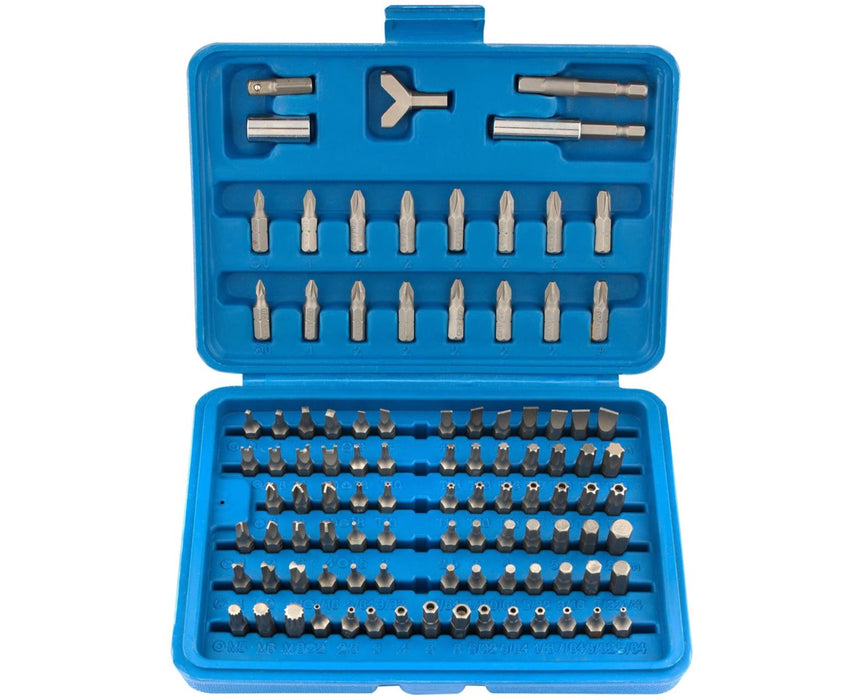 Trax 100PC 1/4" Hex Bit Set Phillips Slotted Hex Torx Square Torq Made in Taiwan