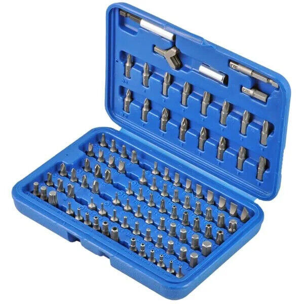 Trax 100PC 1/4" Hex Bit Set Phillips Slotted Hex Torx Square Torq Made in Taiwan