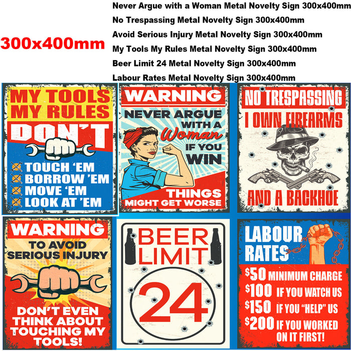 AEMAPE Novelty Metal Sign Warning/METAL Safety Sign Yard Garage 300x400mm