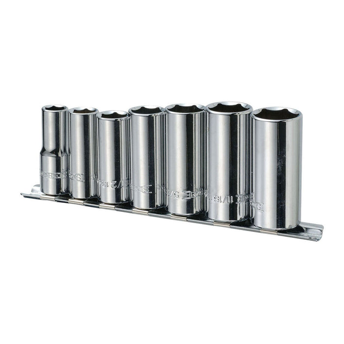 Force pro 7PC 3/8" Deep Socket Set Holder Metric 65mm Long 8mm-16mm