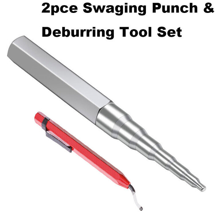 6 in 1 Swaging Punch Tool for 1/4" - 3/4" Pipe & Red Inner/Outer Deburring Tool