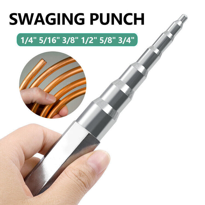 6 in 1 Swaging Punch Tool for 1/4" - 3/4" Pipe & Red Inner/Outer Deburring Tool