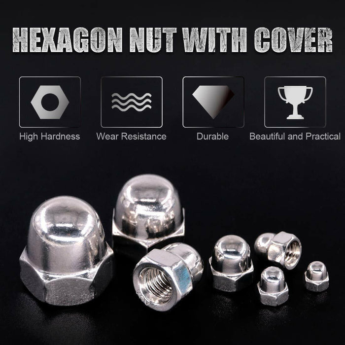 Acorn Nut Kit M3 M4 M5 M6 M8 M10 Carbon Steel Grade Hex Dome Nut  120 Piece - FISHER DISCOUNT