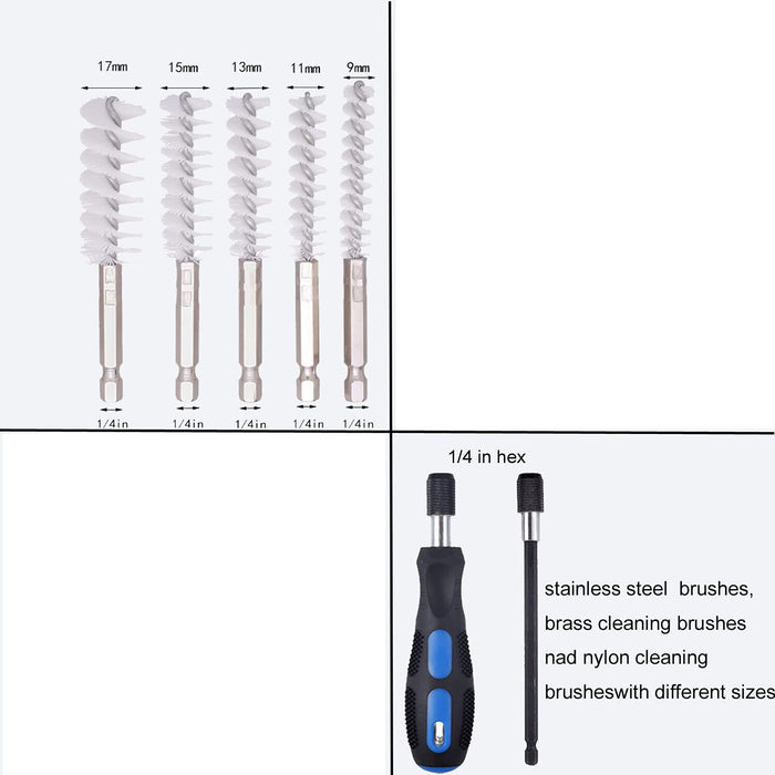 7PC 9-17mm Stainless Steel Wire Tube Brush Cleaning Rotary Brushes Home Cleaner
