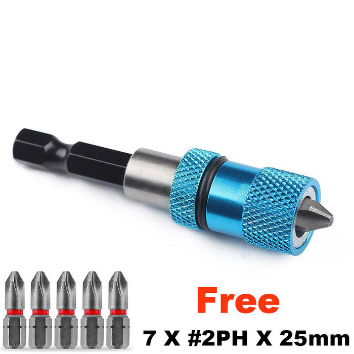 7PC Adjustable Screw Depth Bit Holder Magnetic Steel Screwdriver Drywall Bit