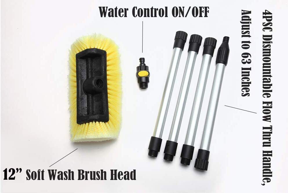 1.8m TELESCOPIC EXTENDABLE WATER FED BRUSH CAR WASH CLEANING VAN CARAVAN TRUCK