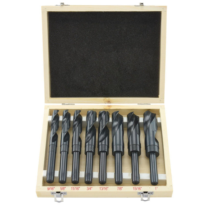 8PC LARGE SIZE SIZED STEEL METAL DEMING SAE DRILL BIT SET DIMMING 9/16" to 1"