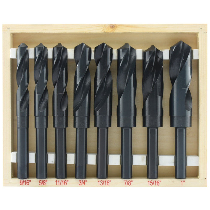 8PC LARGE SIZE SIZED STEEL METAL DEMING SAE DRILL BIT SET DIMMING 9/16" to 1"