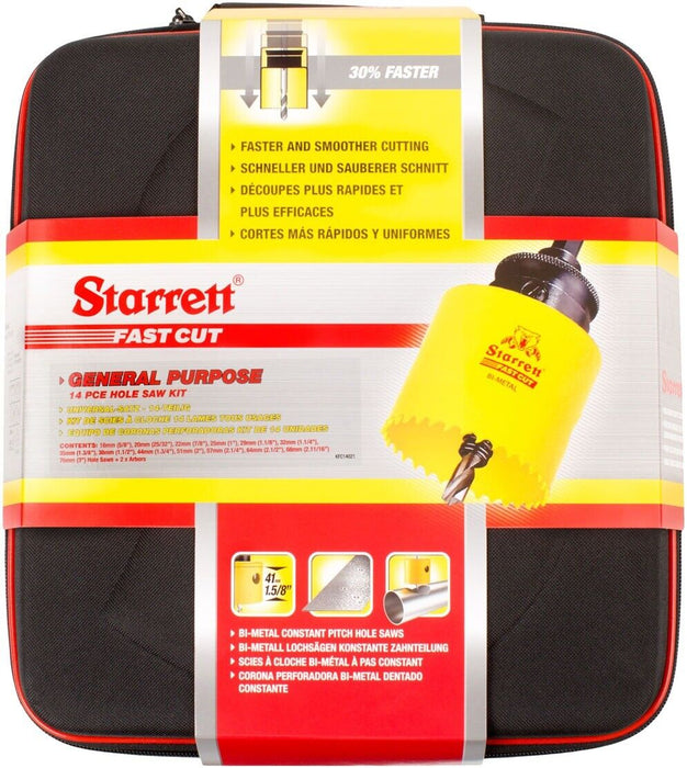 Starrett bi-metal fast cut electricians holesaw kit pouch set 16-76mm MADE IN UK