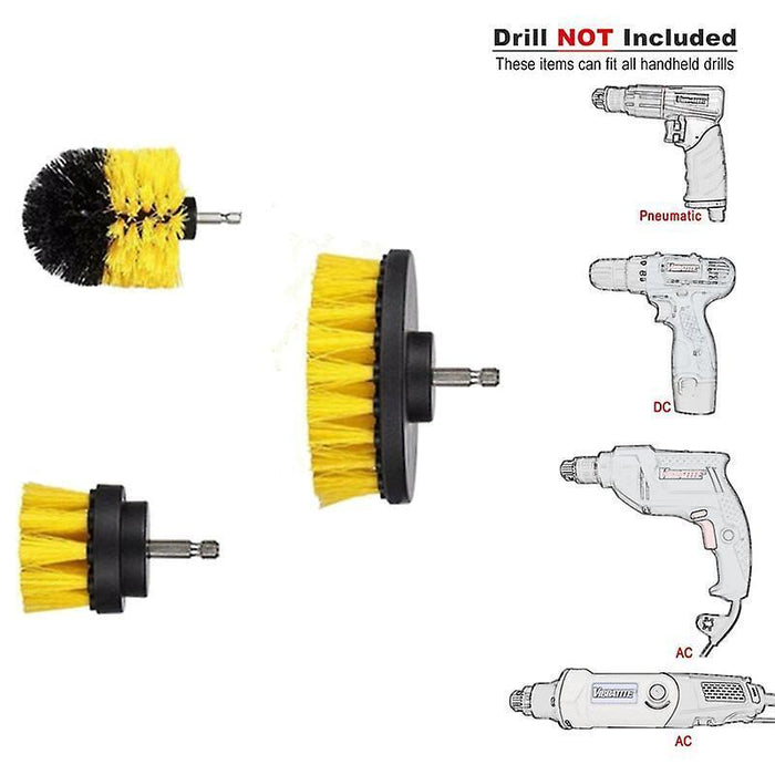 3 Pcs/Set Electric Drill Brush Bristle Cleaning Head for Car Tile Carpet Floor