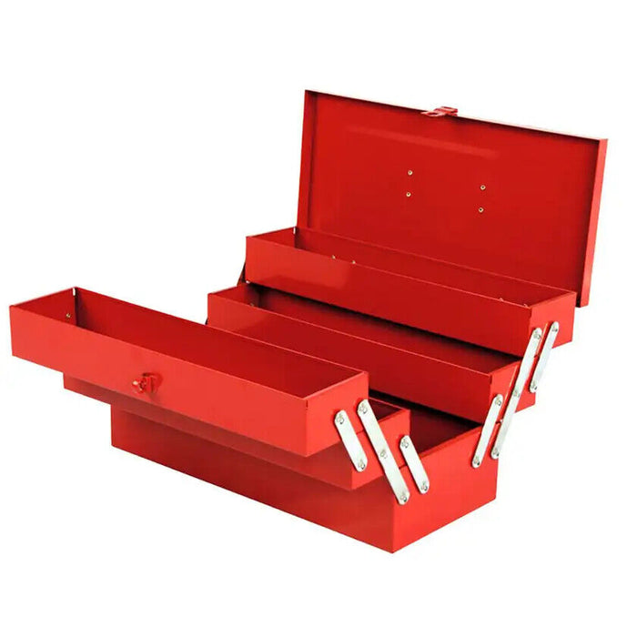 460mm Powdercoated Metal Tool Box 5 Tray Cantilever Tool Box Red Lockable Steel