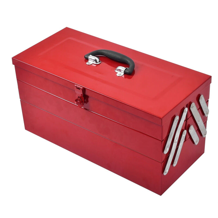 460mm Powdercoated Metal Tool Box 5 Tray Cantilever Tool Box Red Lockable Steel