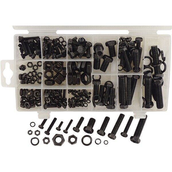 240pcs M4-M10 Black Metric Hex Head Nut Bolt Washer Lock Assortment M4 M5 M6 AU