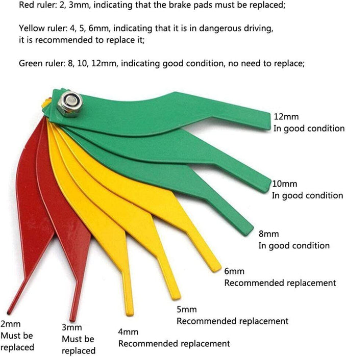 8 in 1 Automotive Brake Pad Feeler Lining Thickness Gauge Measure Tool Set