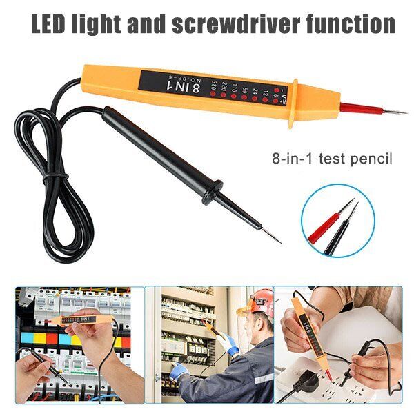 8 In 1 6-380V Voltage Tester Pen Polarity Current Tester Voltage AC/DC Tools AU