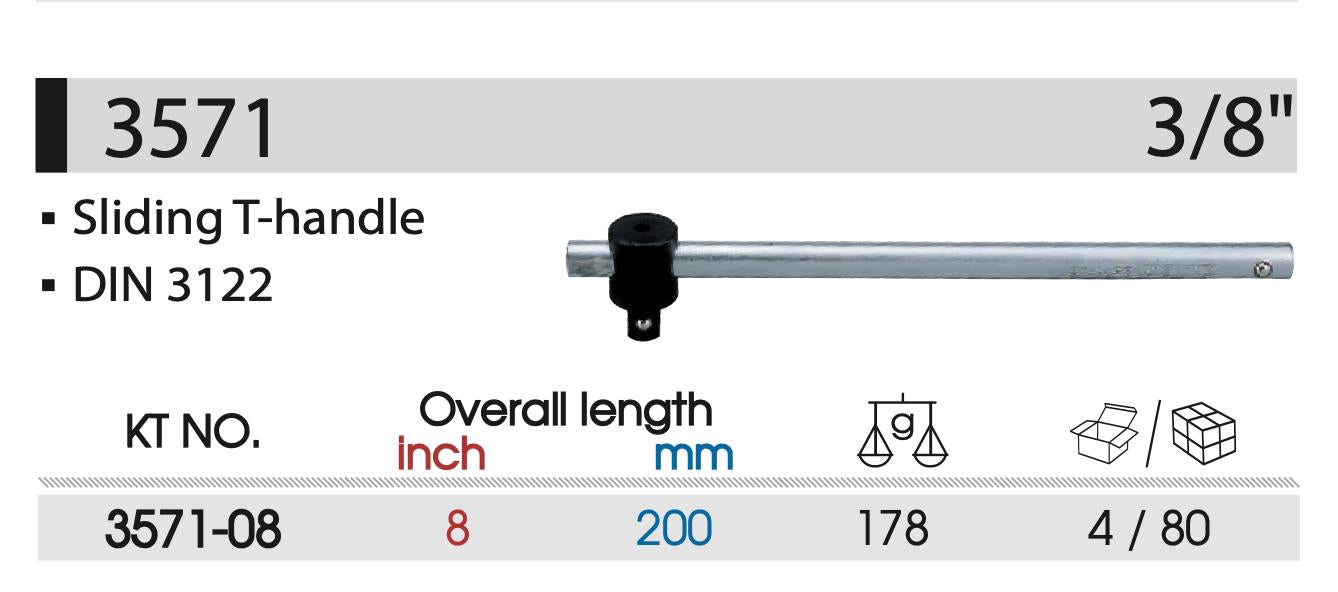 KING TONY 1/4" 3/8" 1/2" Sliding T-Handle Socket Breaker Bar Wrench MADE TAIWAN