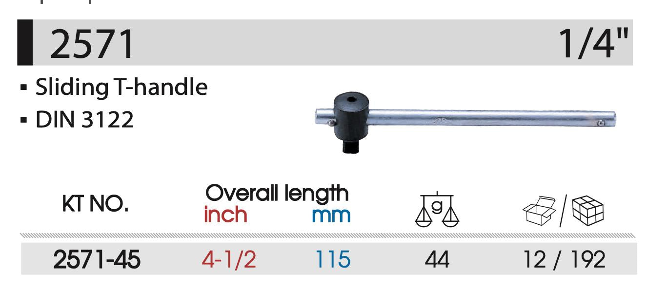 KING TONY 1/4" 3/8" 1/2" Sliding T-Handle Socket Breaker Bar Wrench MADE TAIWAN
