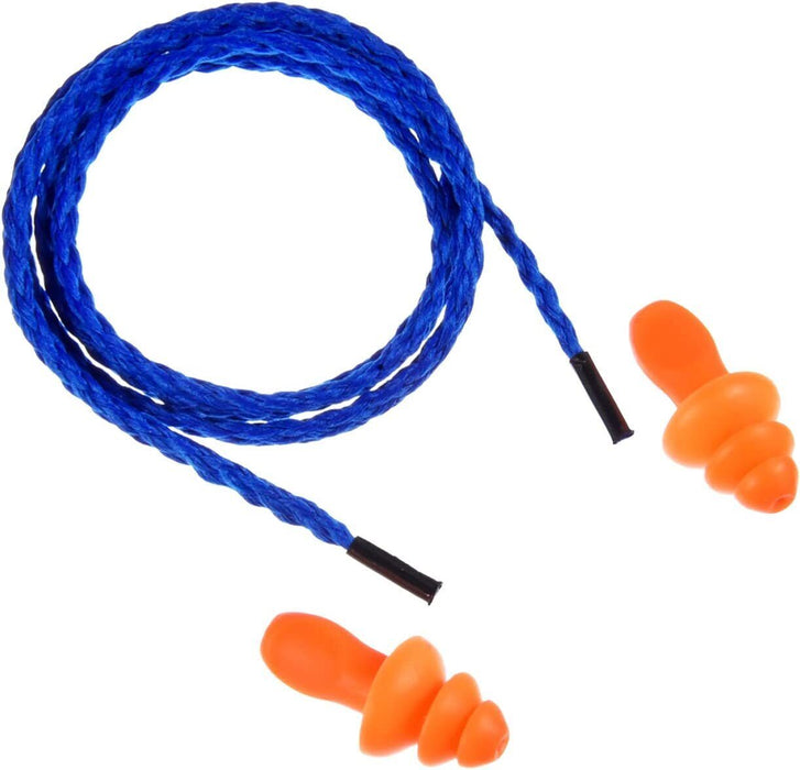 25Pair Soft Silicone Corded Ear Plugs Reusable Hearing Protect Safety AU STOCK
