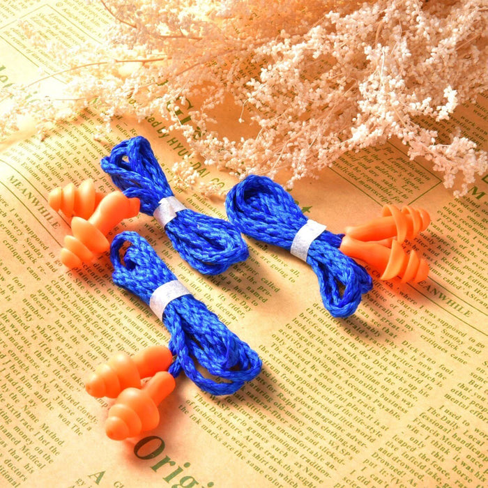 25Pair Soft Silicone Corded Ear Plugs Reusable Hearing Protect Safety AU STOCK