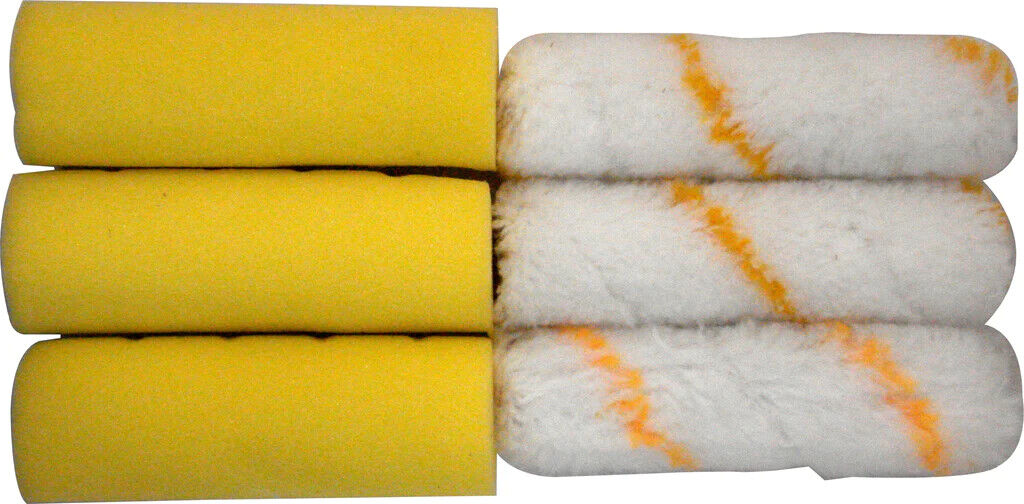Mini Foam Sleeves Set Gloss Paint Roller Pile Refills 4" / 100mm Wide Pack of 6
