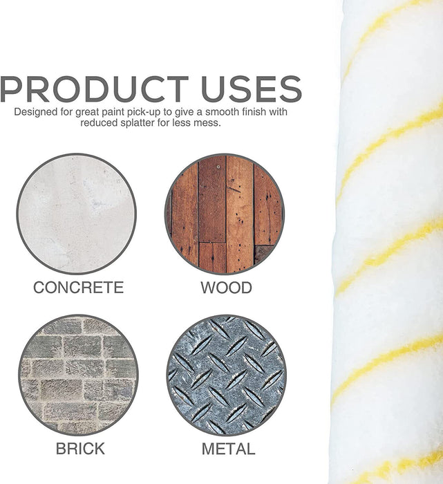 Mini Foam Sleeves Set Gloss Paint Roller Pile Refills 4" / 100mm Wide Pack of 6