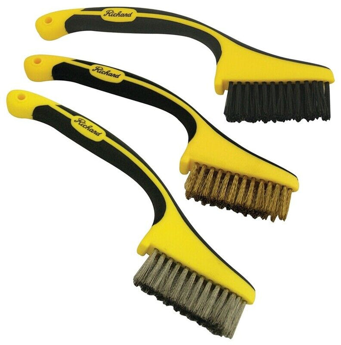 3PC Wire Brush Brass Stainless Steel Nylon Scrub Brushes Rust Cleaning
