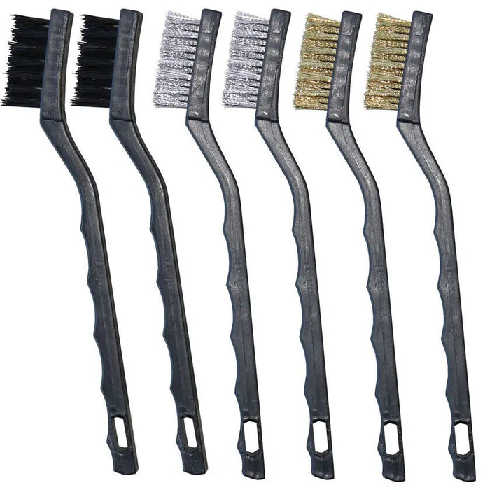 6PCS Mini Wire Brush Set Stainless Steel Nylon Brass Scrub Brushes Metal Remover