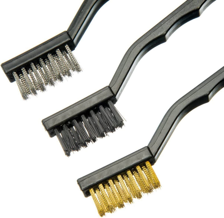 6PCS Mini Wire Brush Set Stainless Steel Nylon Brass Scrub Brushes Metal Remover