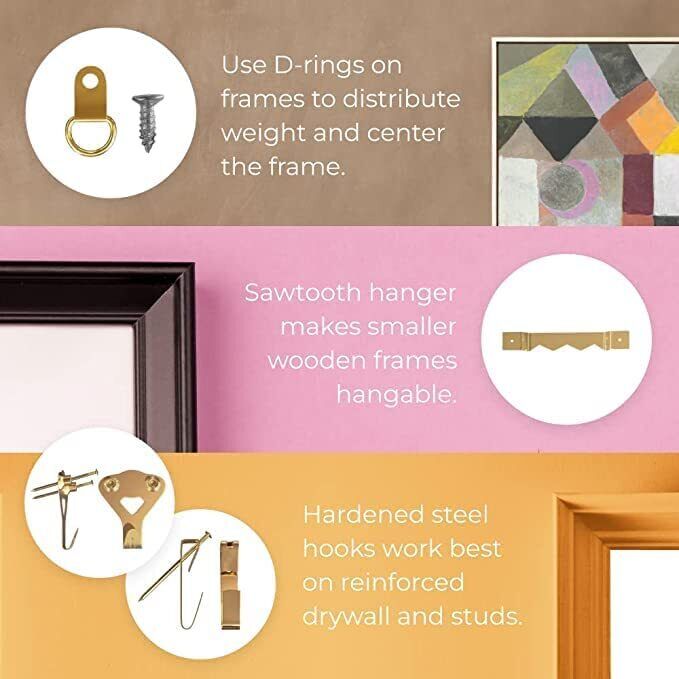 Force pro 117pcs Picture Frame Hooks Set Photo Hooks Hanging Wall Hanger