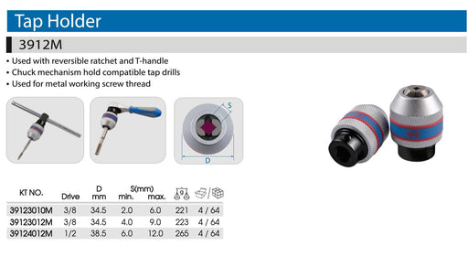 KING TONY M2-9 Adjustable Tap Handle Reamer Thread Repair Holder Made in Taiwan - FISHER DISCOUNT
